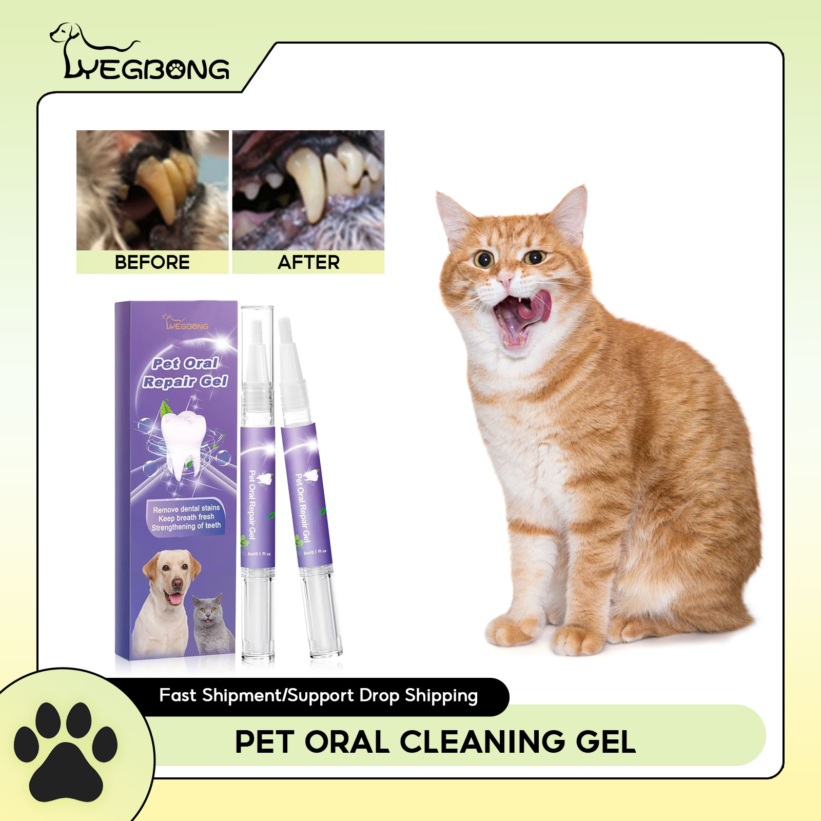 Teeth Whitening Gel - Gel de réparation orale pour animaux
