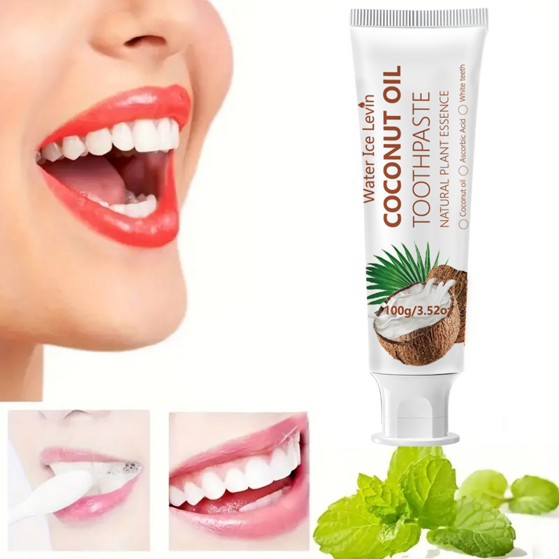 Teeth Whitening Cream - Dentifrice à l'huile de coco 100g,